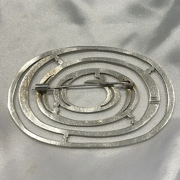 🌊 Vintage Solid 950 Silver Toyokoki Japanese Brooch
